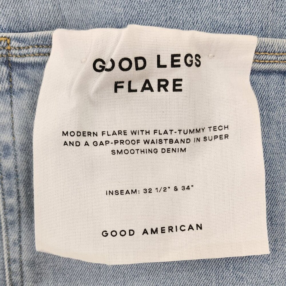 NWT Good American Flare Leg  Jeans sz 26 Light Wash Denim With Flat-Tummy Tech - Picture 11 of 14